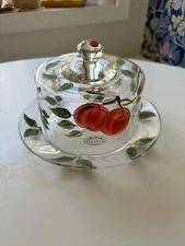 Vintage Hand painted Home Essentials /Dome & Underplate /Cheese Dish~