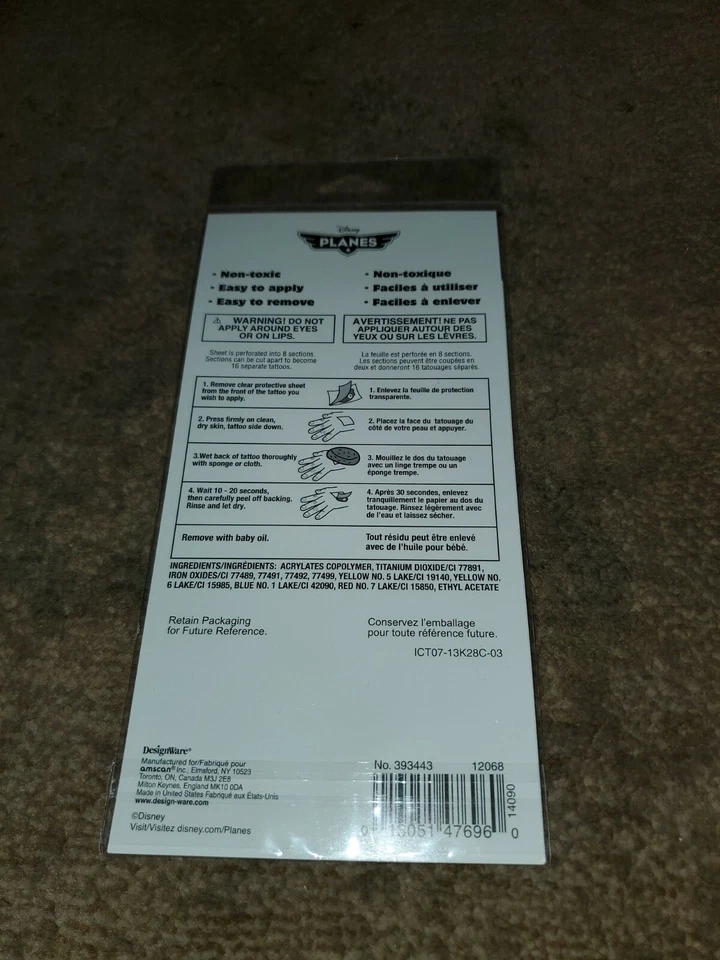RARO Disney Aviones Película Niños Polvorientos Fiesta de Cumpleaños Favor Tatuajes Temporales Foto 2 de 2