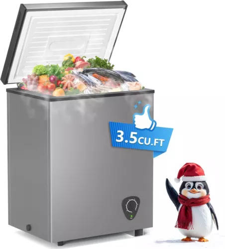 Chest Freezer, 3.5 Cu Ft Compact Deep Freezer with Low Noise & Energy Saving