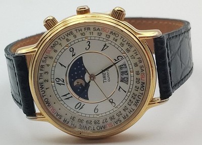 Z Mens Works 1990s Timex Sun Moon Day Night Phase Vintage Quartz Old Watch lot