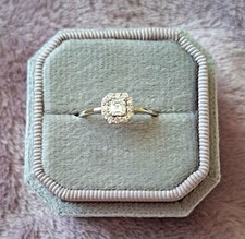 Gemporia Platinum 950 Asscher Cut Diamond Halo Ring 0.528 total ctw Size R to S