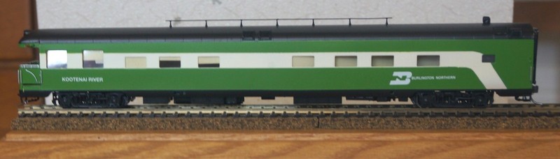 W & R Enterprises HO scale model of GN business car as BN Kooenai River