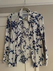Joules Superduper Long Sleeve White & Blue Shirt Blouse - Size 10 - MINT - LOOK!