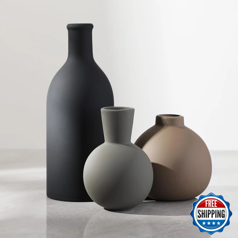 Ooit Ceramic Vase Set Of 3 Vases Home Decor Rustic Farmhouse Decor Pottery