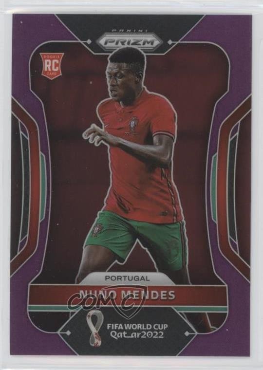 2022 Panini Prizm World Cup Qatar Purple Prizm 93/199 Nuno Mendes #180 6ns
