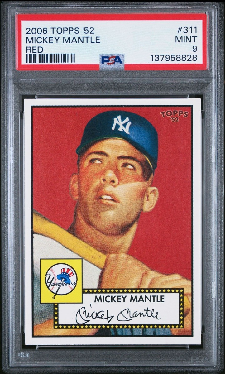 2006 TOPPS '52 MICKEY MANTLE RED BACKGROUND CARD PSA 9 MINT #311