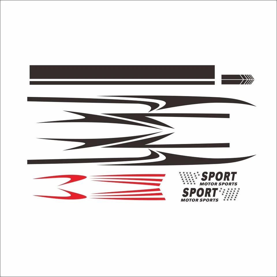 6 piezas calcomanías de vinilo pegatinas deportivas carreras molduras para carrocería lateral capó ventana puerta Foto 4 de 4