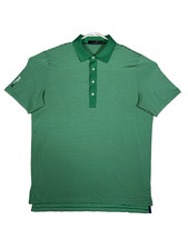 RLX Ralph Lauren Mens Green White Golf Polo Shirt L Short Sleeve Performance