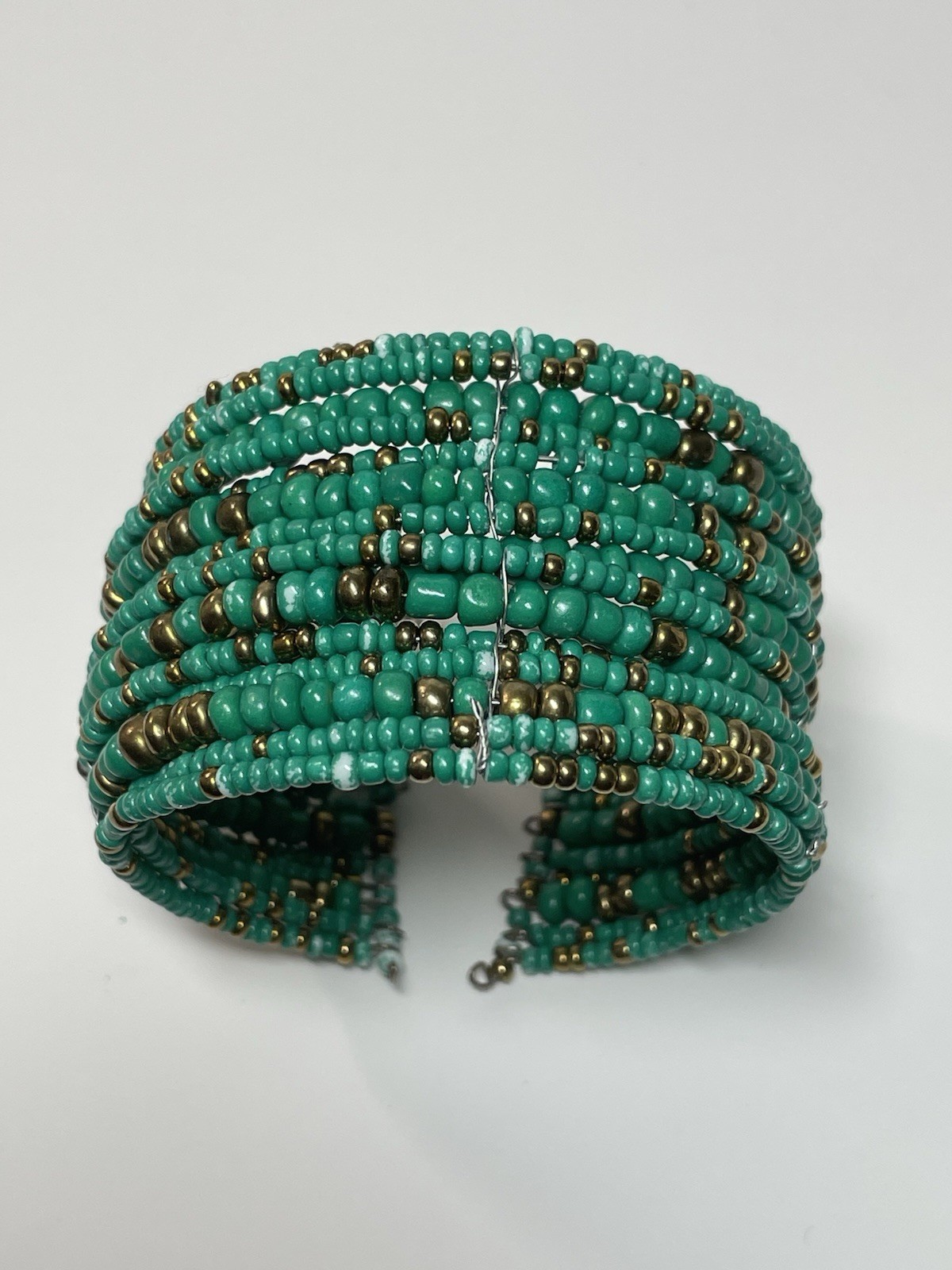 Seed Bead Multi Strand Statement Wired Cuff Brace… - image 1