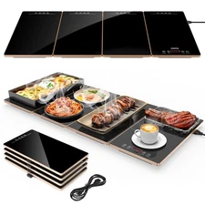 Electric Warming Tray, 4-in-1 Food Warmers for Parties Buffet with 10 Temp Se...