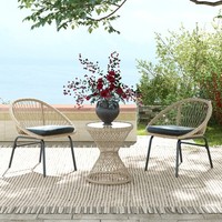 Outsunny Beistelltisch Rattan Gartentisch, 45 X 45 Cm Couchtisch Mit Uv-Schutz