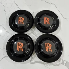 4 Pc Floating Wheel Center Caps Rolls Royce (Black & Orange) PERFECT
