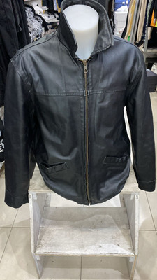 Conbipel used leather jacket men man size 52 black LLE109