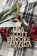 Personalized Family Name Laser Wood Christmas Tree Ornament