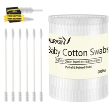 Baby Cotton Swabs, Paper Sticks Cotton Buds for Baby Ear Nose Clean-200Pcs(Spira