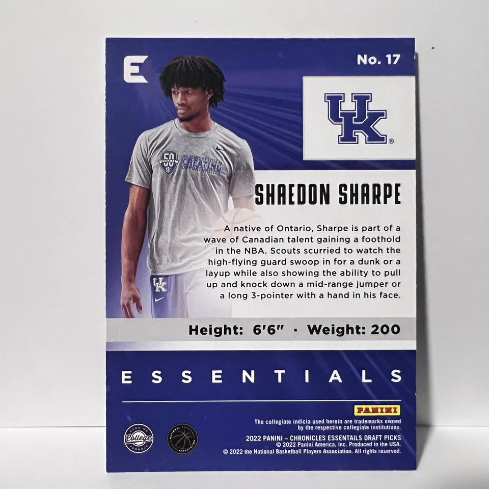 2022-23 Panini Chronicles Draft Picks - Essentials #17 Shaedon Sharpe (RC) - Image 2 of 2