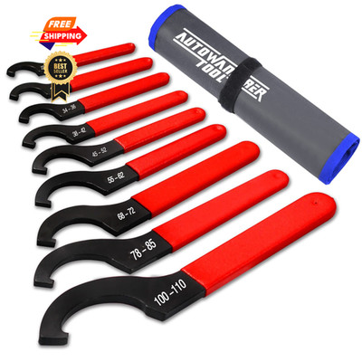 AutoWanderer Tool 9Pcs Coilover Spanner Wrench Set, Adjustable 9 PCS, Blue