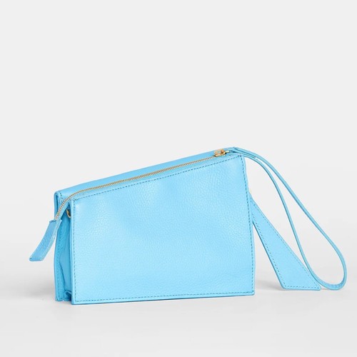 HAMMITT Curtis Clutch Leather Handbag SEA SPRITE BLUE - Picture 2 of 12