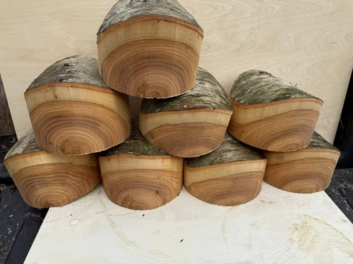 Rare Unique Natural Edge Peach  Turning Wood Bowl Blank Lathe 6”x4”