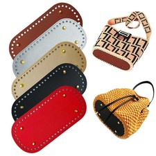 5 PCS Oval Crochet Bag Bottom Base 8.7x4 Inch PU Leather Purse Pad DIY Knit
