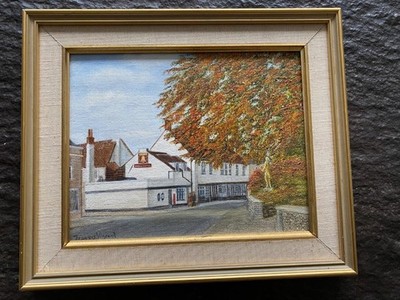 GERAHMTES ÖLGEMÄLDE THE BELL HOTEL KING ST. THETFORD 1984 Francis Vincent