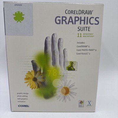 CorelDRAW Graphics Suite 11 + Serial Corel Rave Photo Paint Mac Apple Windows XP