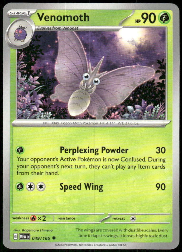 Pokemon 151 Venomoth 049/165 Uncommon Near Mint