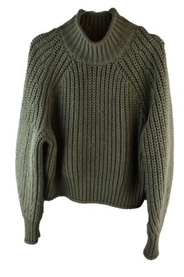 H&M grüner Pullover mit Zopfmuster Größe S Damen HighNeck Pullover Freizeit Outdoor
