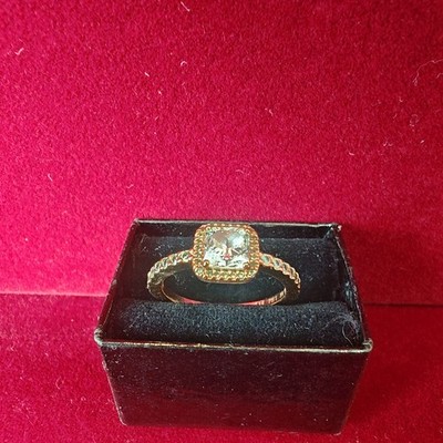 AUTHENTIC PANDORA Sparkling Square Halo Ring Gold Plated Clear CZ Sz 56 US 7.5
