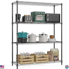 Heavy-Duty 5-Tier Wire Shelving Unit - Adjustable Metal Rack, Chrome, 15.8"D x