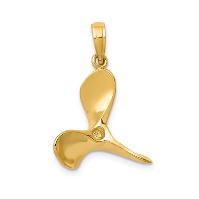 14k Yellow Gold Nautical Boat Propeller Pendant for Men Marine Ocean Jewelry