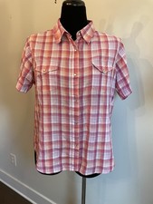 Wrangler Vintage Pearl Snap Pink White Plaid Women's Shirt see Measurements