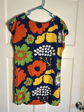 Marimekko Target Floral Multicolor Tunic Mini Dress S Hippie Beachy Resort 5187