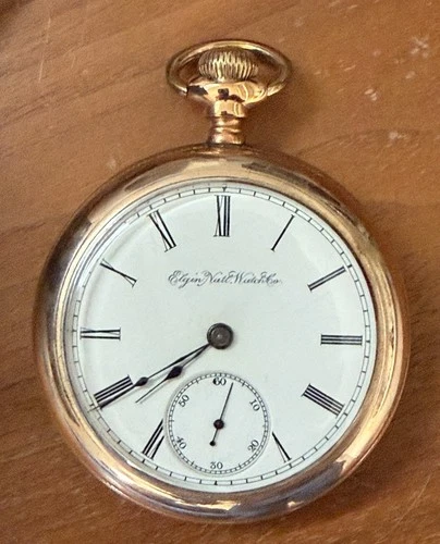 Antique 1889 Elgin Pocket Watch Fahys Montauk Yellow Gold Filled - Running