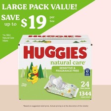 Huggies Sensitive Baby Wipes, Unscented, 99 Water, 1344 Wipes 24 Packs 