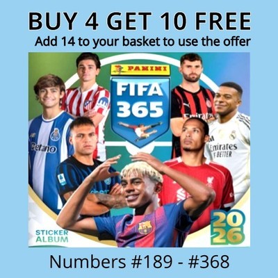 FIFA 365 Official Sticker Collection 2026 Panini - #189 - #368