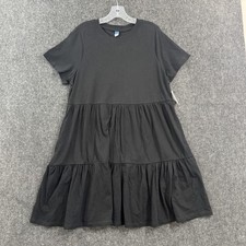 Old Navy Knit Dress Women's Large Black Tiered Knit Tiered Swing Pockets Casual