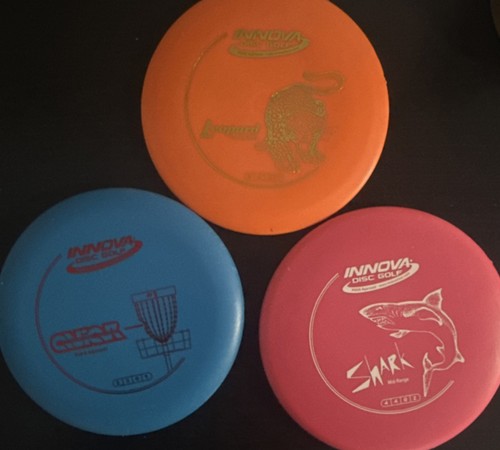 Innova Disc Golf Set Leopard Shark Aviar Orange Blue Pink Discs