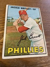 1967 Topps Jackie Brandt #142 Philadelphia Phillies Vintage Baseball (poor)(a)