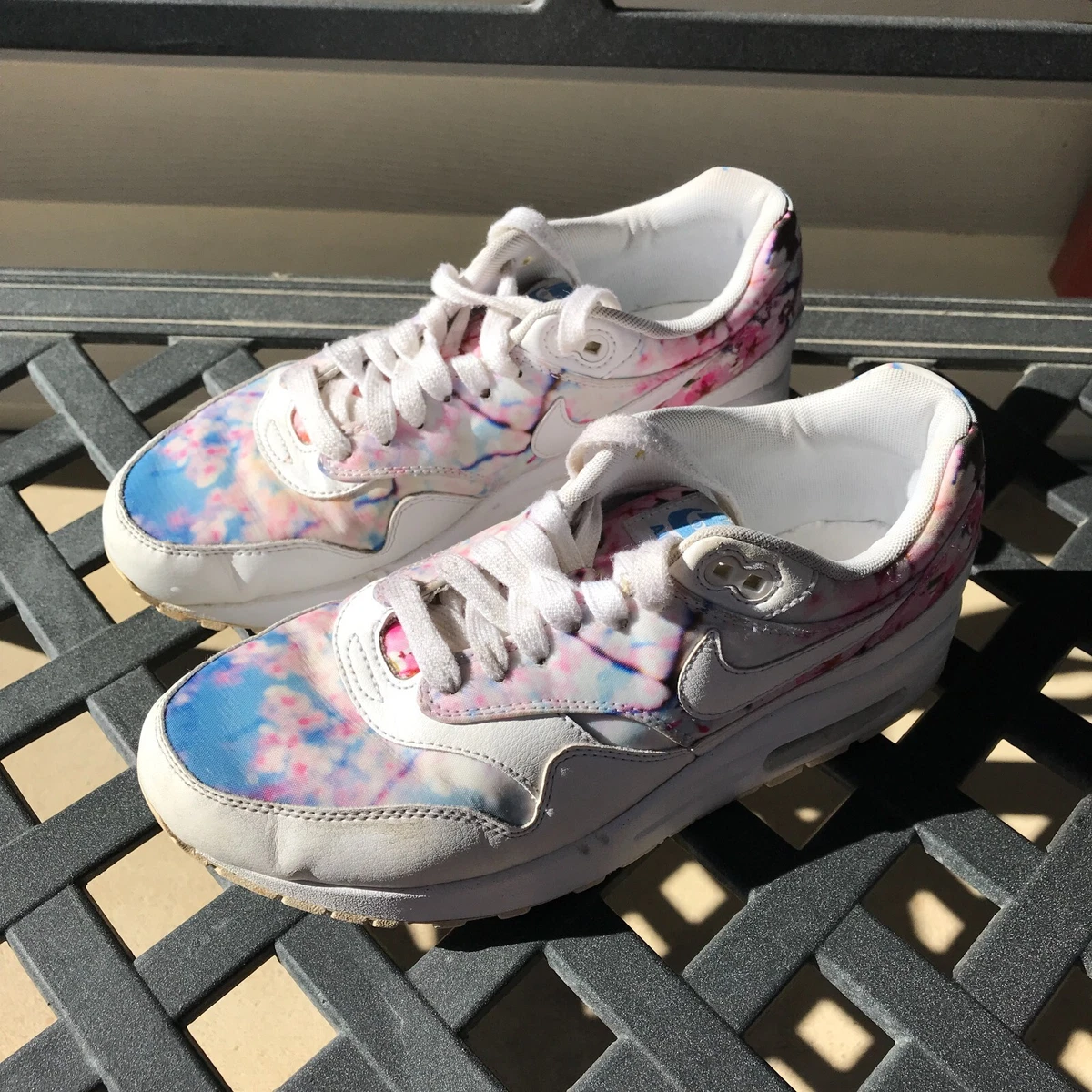 tobillo instalaciones Inferior Nike (528898-102) Air Max 1 Cherry Blossom White Pink Blue Women's Size 8 |  eBay