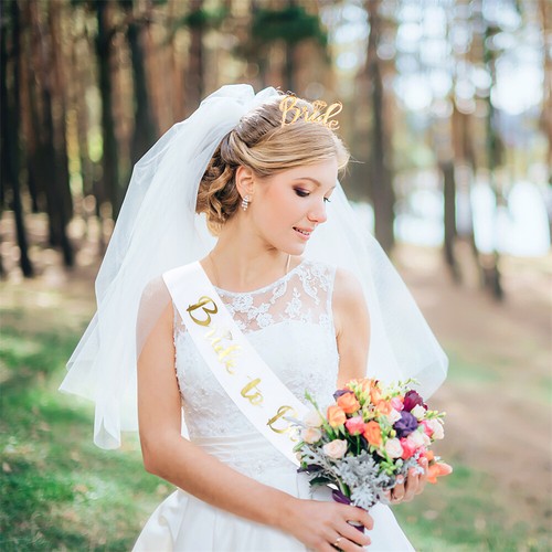 BRIDE TO BE Veil On Comb Tiara & Sash Hen Party Night Do Comb Bridal Accessories - Picture 6 of 18