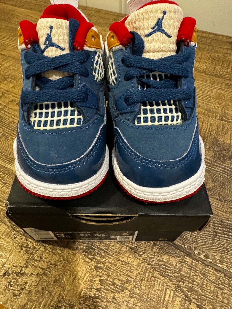 Buy Jordan 4 Retro TD French Blue Gym Red White Toddler Sneakers