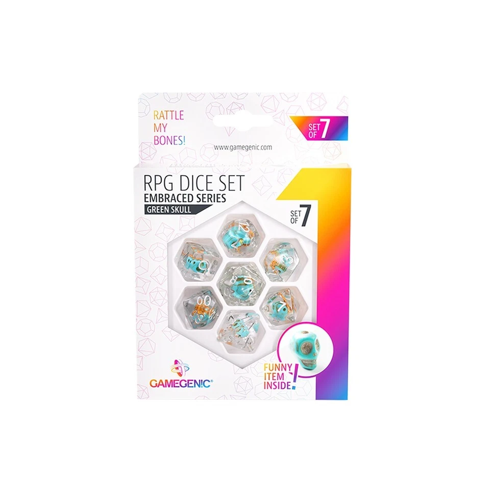 EMBRACED SERIES - GREEN SKULL - RPG DICE SET (7 PCS) GameGenic NEW