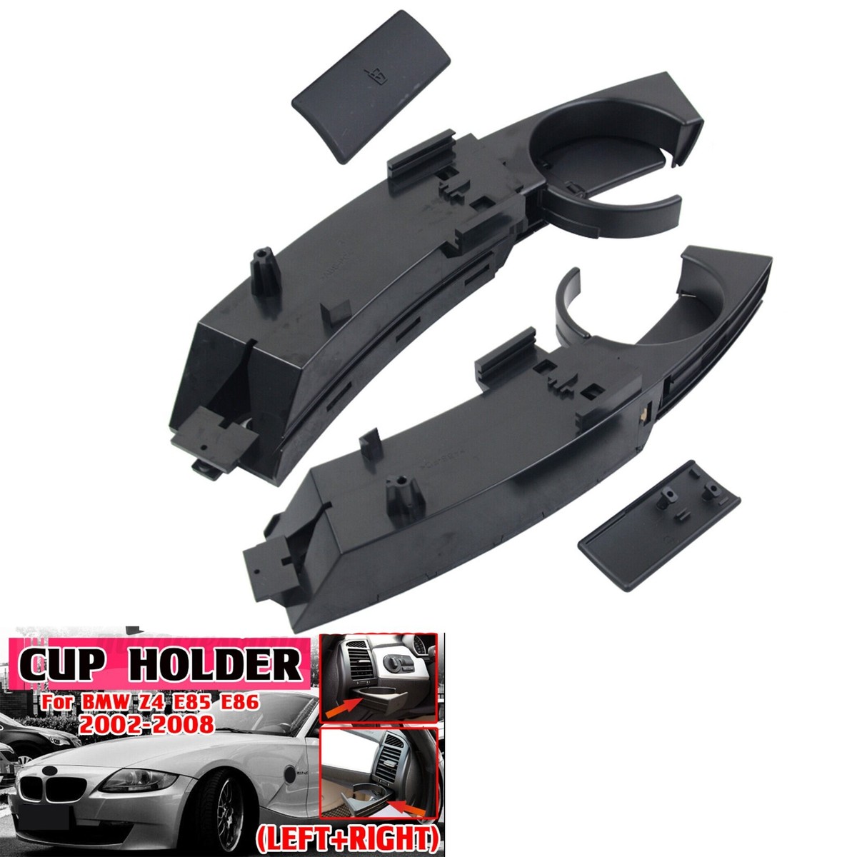 2 PCS Black Cup Holder For 2003-2008 BMW Z4 E85 E86