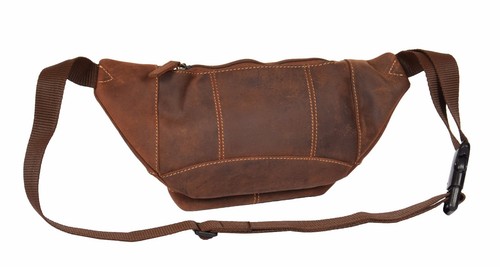 Unisex REAL LEATHER Bumbag Oil Tan Pouch Waist Belt Money Mobile Travel Bag NEW - Picture 2 of 3