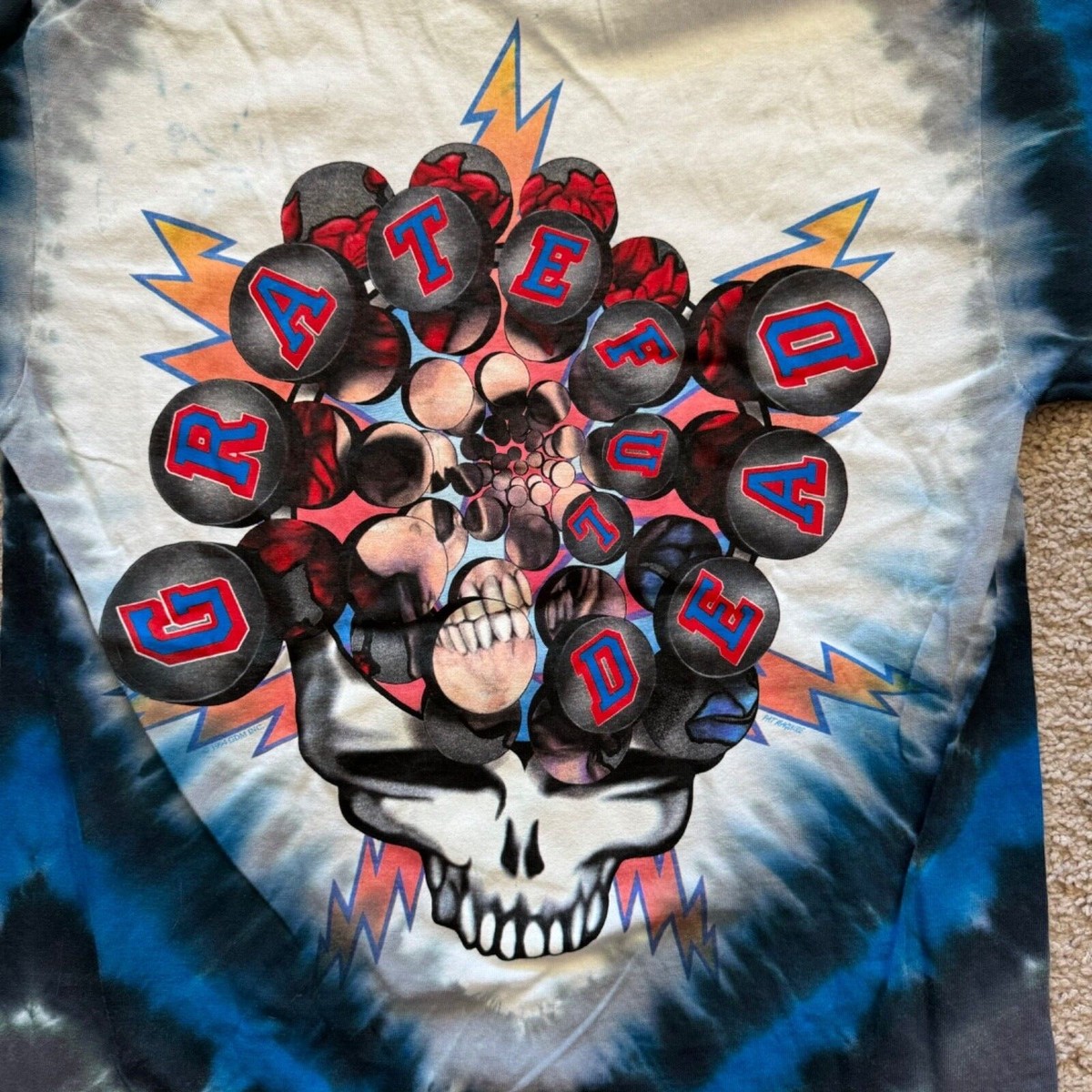 Liquid Blue Grateful Dead NY Strangers Skeleton Hockey Tie Dye T