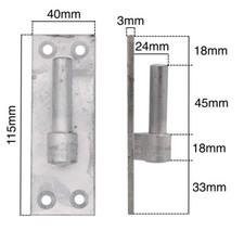 Gate Hinge Pin Hook Plate PAIR HEAVY UK PATTERN 12/16/19mm Galvanised +SCREWS