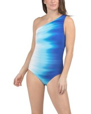 LA BLANCA Ocean One Shoulder One-piece Swimsuit Padded Bra size 12NWT
