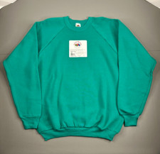 Vintage Fruit Of The Loom Blank Crewneck Sweatshirt Casual Wear XL Jade NEW