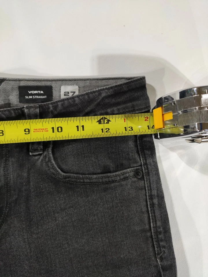 Mens 27/14 Volcom Vorta Slim Straight Black Denim Jeans Preowned - Image 3 of 4